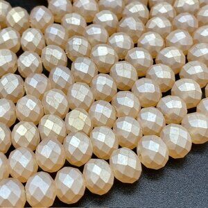 10mm Pearl Luster Peach Puff Glass Rondelle Bead Strand